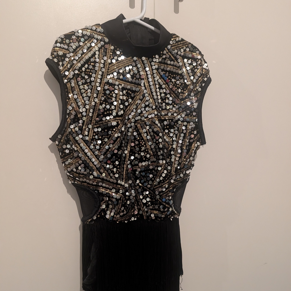 Weissman Black and Gold Sequin Dance Costume